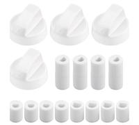 NbgrvB Hob Knobs Replacement Set of 4 Design - Fits 6mm and 8mm Shaft Diameters for Gas Electric Stoves Ovens Air Fryers Toasters Black Dials(White)