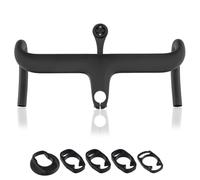 NbgrvB Integrated Carbon Fiber Road Bike Handlebar with Computer Mount Full Internal Cable Routing 28.6mm Stem Ergonomic Drop Bar for Cycling (Black) 420 * 1102302 integrated Bend handle