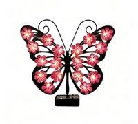 NbgrvB Iron Solar Butterfly Light for Fence Patio(Pink)