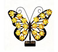 NbgrvB Iron Solar Butterfly Light for Fence Patio(Yellow)