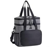 NbgrvB Large Capacity Layer Insulated Picnic Cooler Tote with Waterproof Oxford Cloth and PEVA Film for Food Storage Khaki and Green(Gray + Black)