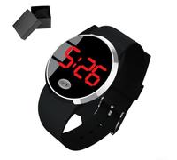 NbgrvB Large Screen LED Watch for Men Women Students Touch-Activated Display ABS Plastic Case for Everyday Life and Physical Activities (Black red)
