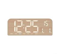 NbgrvB LED Alarm Clock with for Large Screen, Wooden-Grain Design, Wall or Table Mount, Displays Time Date Temperature, 5 Ambient Light Colors, 4-Level Brightness Adjustment, Yellow(A)