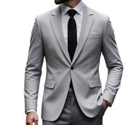 NbgrvB Men's Regular Fit Blazer Solid Lapel Single Button Jacket | Lightweight polyester fabric, unique texture, comfortable wear, four seasons suitable, easy care