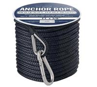 NbgrvB Nylon Braided Anchor Line 100 FT with 316 Stainless Steel Thimble 5/8 Inch Boat Dock Rope for Yacht Fishing Kayak Mooring 50ft black+gourd