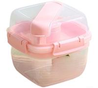 NbgrvB Portable 2 Layer Lunch Box with Fork - Leakproof Food Storage Container Set for Office & School - Microwave Safe PP Salad Box 15.8cm(pink)