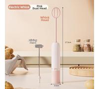 NbgrvB Portable Handheld Mixer Cordless Egg Beater 3 Settings Stainless Steel for Whipping Milkshake Baby Food Compact Design 7.1x4.1x16cm(pink)