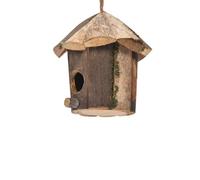 NbgrvB Rustic Wood Bird House for Garden Decor, Spacious Nesting Hut for Outdoor Use, Easy Install Natural Birdhome 16x16cm