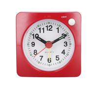 NbgrvB Silent Mini Alarm Clock with Night Light and Snooze Portable Square Quartz Travel Clock for Kids Students Bedroom Desk Non Ticking red