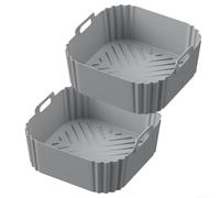 NbgrvB Silicone 2 Piece Set Compatible with For COSORI 5 5L 6 2L 180 NA230 Nonstick Basket Liners for Healthier Cooking and Easy Cleanup (Gray)