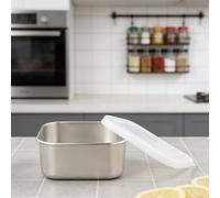 NbgrvB Stainless Steel Snack Pot with See Through Closure for Quick Grab and Go Use in Busy Households or Shared Workspaces (400ML)
