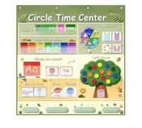 NbgrvB Time Learning Pocket Chart with 221 Cards - for TPU Classroom Wall Display for Preschool Maths & Weather 40.9x39in(Green)