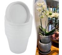 NbgrvB Transparent Orchid Pots with Saucers 6 Pack, 43 Inch for Plastic Containers Roots Visibility, Enhanced Drainage Indoor Plants