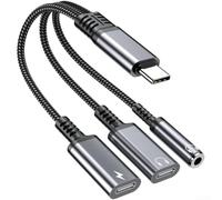 NbgrvB USB C Audio Dongle 60W PD Quick Charge Black Grey(Gray)