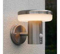 NBHANYUAN Lighting Outdoor Wall Light with Motion Sensor,Outside Light Fixtures,SUS304 Stainless Steel Outdoor Wall Lamps 3000K Warm Light for Front Door,Porch,Patio,Silver,1000LM