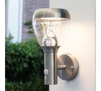 NBHANYUAN Lighting Outdoor Wall Light with PIR Motion Sensor, 4 Lighting Modes, SUS316 Stainless Steel, IP54 Waterproof, 3000K Warm White, 9W 1000LM, Silver, Ideal for Coastal Areas & Garden Patios