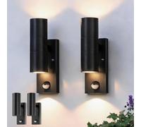 NBHANYUAN Lighting Outdoor Wall Light with Sensor,Up Down,Black,2 Pack