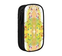 NBHDZENGW Abstract Music Themed Large Capacity Double Layer Pencil Case,Custom Printed Durable Polyester Organizer for School, Office, Travel, Art Supplies Makeup