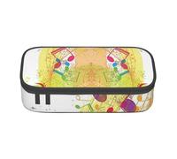 NBHDZENGW Abstract Music Themed Large Capacity Pencil Case,Multi-Compartment Stationery Toiletry Bag for School,Office,Travel-Durable Polyester (Stylish Printed Design)