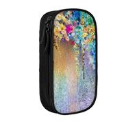 NBHDZENGW Abstract Purple Weeping Flower Large Capacity Double Layer Pencil Case,Custom Printed Durable Polyester Organizer for School, Office, Travel, Art Supplies Makeup