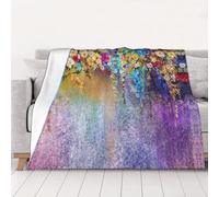NBHDZENGW Abstract Purple Weeping Flower Soft Lightweight Flannel Blanket-Single-Side Printed Anti-Pilling Flannel,Warm All-Season Throw For Bed Sofa Camping Travel