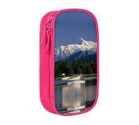 NBHDZENGW Airplane On Lake Large Capacity Double Layer Pencil Case,Custom Printed Durable Polyester Organizer for School, Office, Travel, Art Supplies Makeup