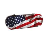 NBHDZENGW American Flag Hard Shell Pencil Case,Premium Pu Leather Eco-Friendly Plastic Box with Velvet Interior Multi-Purpose Pencil Bag