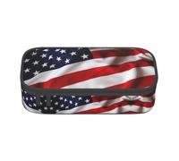 NBHDZENGW American Flag Large Capacity Oxford-Cloth Pencil Case, Full Print Stationery Pouch with Mesh Pocket Removable Divider,Multi-Compartment Zipper