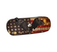 NBHDZENGW American Flag Stars Hard Shell Pencil Case,Premium Pu Leather Eco-Friendly Plastic Box with Velvet Interior Multi-Purpose Pencil Bag