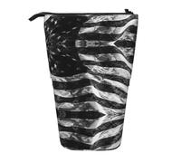 NBHDZENGW American Flag Vertical Expandable Pencil Case with Print,Durable Oxford-Fabric,Adjustable Height (10.5cm to 18cm),3 Inner Slots for School Office Travel