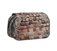 NBHDZENGW Ancient Worn Brick Wall Flip Top Double Layer Pencil Case-Large Capacity Premium Polyester Fabric,Full Print Design-Ideal for School,Travel
