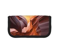 NBHDZENGW Antelope Canyon Large Capacity Canvas Pencil Case,Print Black Border Contrasting Color Pencil Pouch with Double Zipper,Portable Multifunctional Stationery Bag