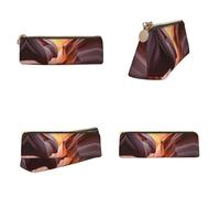 NBHDZENGW Antelope Canyon Triangular Leather Pencil Case, Full Print Cross Grain PVC Pen Pouch Portable Lightweight Multi-Purpose Storage Bag