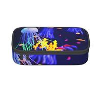 NBHDZENGW Aquatic Sea Animal Large Capacity Pencil Case,Multi-Compartment Stationery Toiletry Bag for School,Office,Travel-Durable Polyester (Stylish Printed Design)