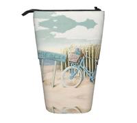 NBHDZENGW Beach Bike Vertical Expandable Pencil Case with Print,Durable Oxford-Fabric,Adjustable Height (10.5cm to 18cm),3 Inner Slots for School Office Travel