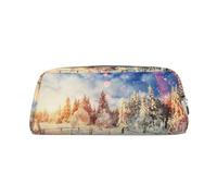 NBHDZENGW Beautiful Landscape Trees Cute Leather Pencil Case with Smooth Zipper,Stylish Durable Pouch for School,Office,Travel-Lightweight Full Print Stationery Holder