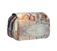 NBHDZENGW Beautiful Landscape Trees Flip Top Double Layer Pencil Case-Large Capacity Premium Polyester Fabric,Full Print Design-Ideal for School,Travel
