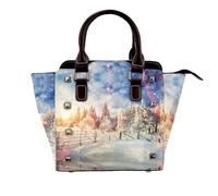 NBHDZENGW Beautiful Landscape Trees Genuine Leather Crossbody Satin Bag With Studs And All-Over Print,Adjustable Detachable Strap, Elegant Spacious Tote Purse For Women