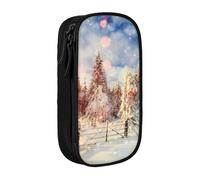 NBHDZENGW Beautiful Landscape Trees Large Capacity Double Layer Pencil Case,Custom Printed Durable Polyester Organizer for School, Office, Travel, Art Supplies Makeup