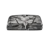 NBHDZENGW Black and White Cow Cute Leather Pencil Case with Smooth Zipper,Stylish Durable Pouch for School,Office,Travel-Lightweight Full Print Stationery Holder