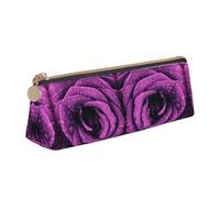 NBHDZENGW Bloom Rose Flower Cute Triangle Leather Pencil Case with Smooth Zipper,Stylish Durable Pouch for School,Office,Travel-Lightweight Full Print Stationery Holder