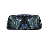 NBHDZENGW Blue and Gold Jellyfish Cute Leather Pencil Case with Smooth Zipper,Stylish Durable Pouch for School,Office,Travel-Lightweight Full Print Stationery Holder