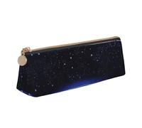 NBHDZENGW Blue Constellation Galaxy Cute Triangle Leather Pencil Case with Smooth Zipper,Stylish Durable Pouch for School,Office,Travel-Lightweight Full Print Stationery Holder