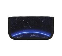 NBHDZENGW Blue Constellation Galaxy Large Canvas Pencil Case Makeup Bag Organizer-Premium Zippered Pouch with Mesh Pocket,Color-Block Design (Black Trim)-School Trave Cosmetic Bag
