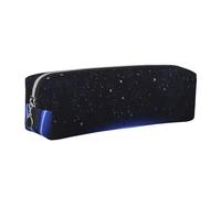 NBHDZENGW Blue Constellation Galaxy Leather Pencil Case with Smooth Zipper,Stylish Durable Zippered Pouch for School,Office,Travel-Lightweight Full Print Stationery Holder