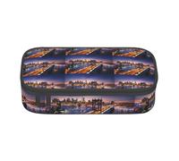 NBHDZENGW Brooklyn Bridge Large Capacity Pencil Case,Multi-Compartment Stationery Toiletry Bag for School,Office,Travel-Durable Polyester (Stylish Printed Design)
