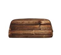 NBHDZENGW Brown Wooden Cute Leather Pencil Case with Smooth Zipper,Stylish Durable Pouch for School,Office,Travel-Lightweight Full Print Stationery Holder