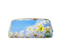 NBHDZENGW Butterfly On Flowers Cute Leather Pencil Case with Smooth Zipper,Stylish Durable Pouch for School,Office,Travel-Lightweight Full Print Stationery Holder