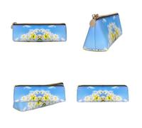 NBHDZENGW Butterfly On Flowers Triangular Leather Pencil Case, Full Print Cross Grain PVC Pen Pouch Portable Lightweight Multi-Purpose Storage Bag