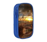 NBHDZENGW Calm Coastal Scene Large Capacity Double Layer Pencil Case,Custom Printed Durable Polyester Organizer for School, Office, Travel, Art Supplies Makeup